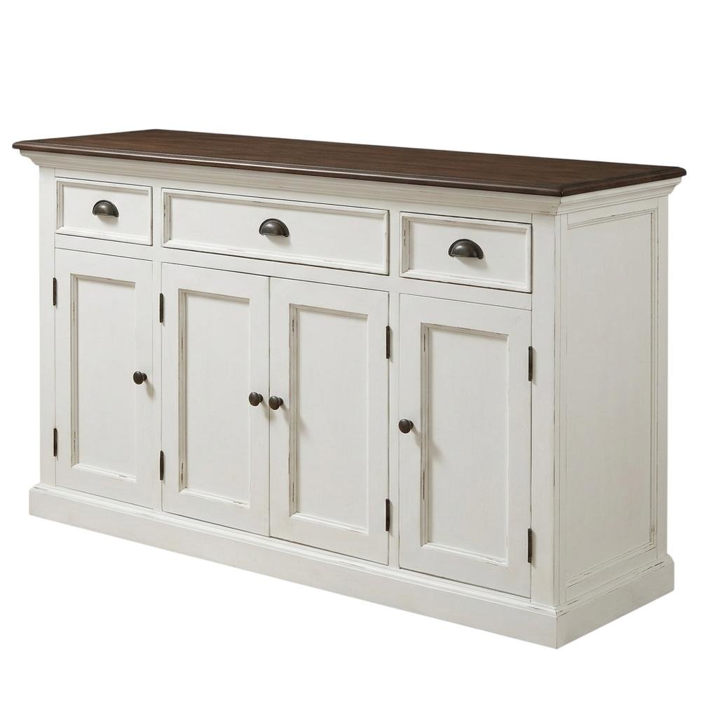Mahogany Veneer Kitchen Buffet Sideboard with 4 Doors and 3 Drawers with Storage