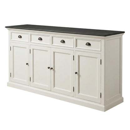 Mahogany Veneer Kitchen Buffet with Doors, Drawers, and Interior Shelves