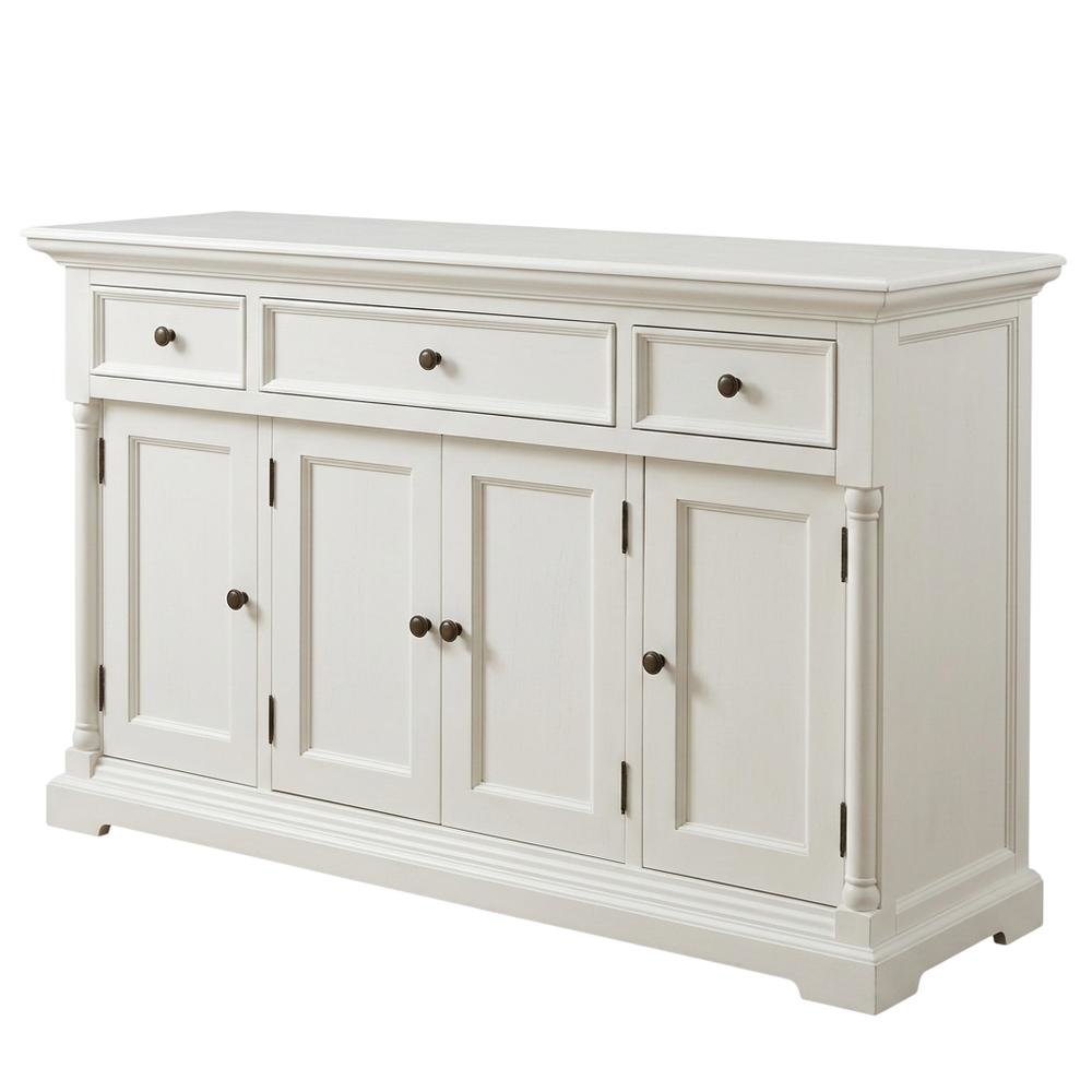 Mahogany Semi-Gloss Kitchen Buffet with 4 Doors and 3 Drawers Storage Cabinet