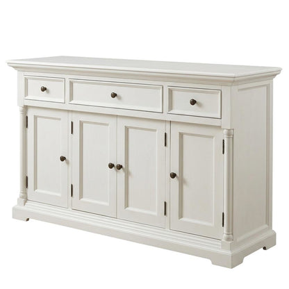 Mahogany Semi-Gloss Kitchen Buffet with 4 Doors and 3 Drawers Storage Cabinet