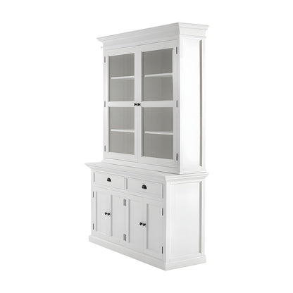 Mahogany Glass-Display Hutch with Bevelled Doors and Antique Brass Hardware