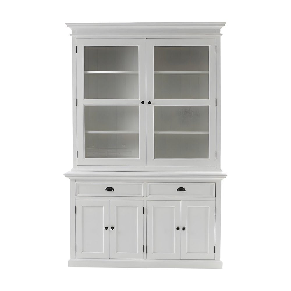 Mahogany Glass-Display Hutch with Bevelled Doors and Antique Brass Hardware