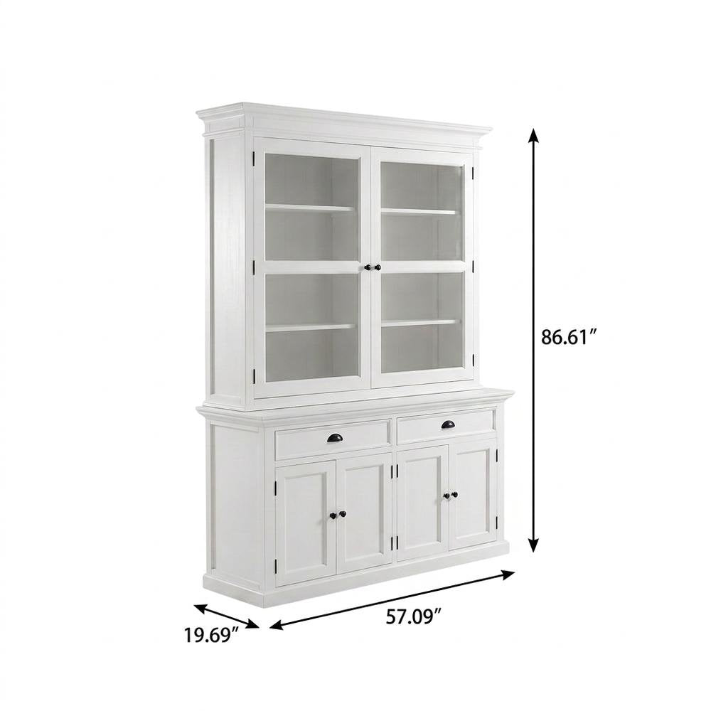 Mahogany Glass-Display Hutch with Bevelled Doors and Antique Brass Hardware