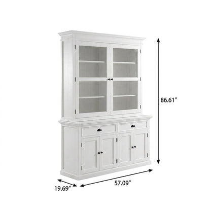 Mahogany Glass-Display Hutch with Bevelled Doors and Antique Brass Hardware