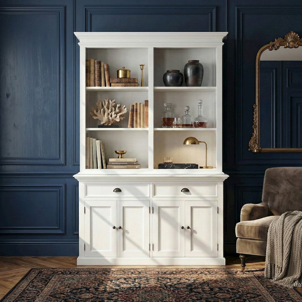 Halifax Classic White Buffet Hutch Unit with 6 Shelves