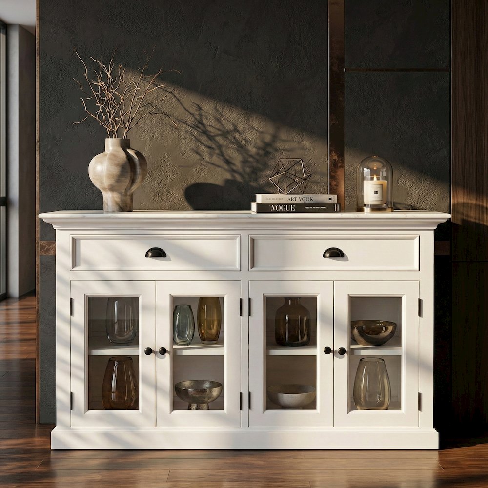 Halifax Classic White Classic Buffet with Glass Doors