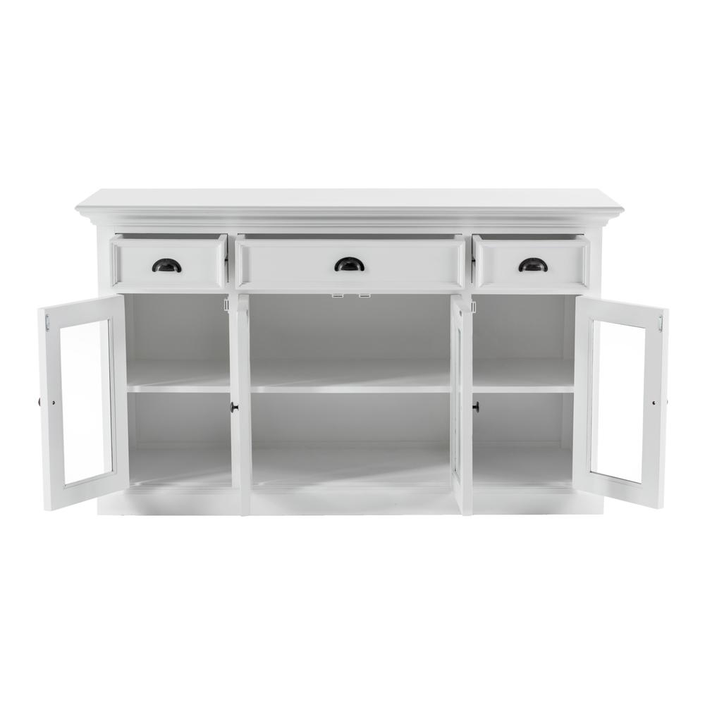 Classic White Buffet with Glass Doors and Drawers, Belen Kox