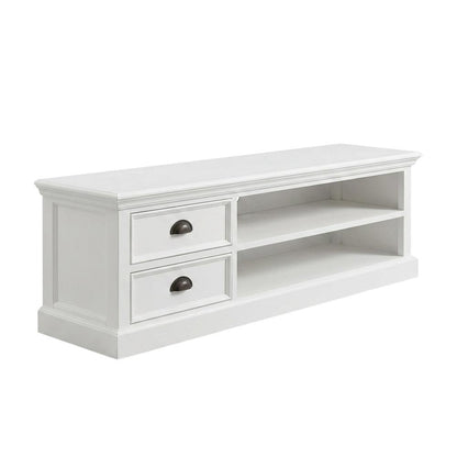 Mahogany TV Stand with Drawers, Open Shelves, and Cable Management with Storage