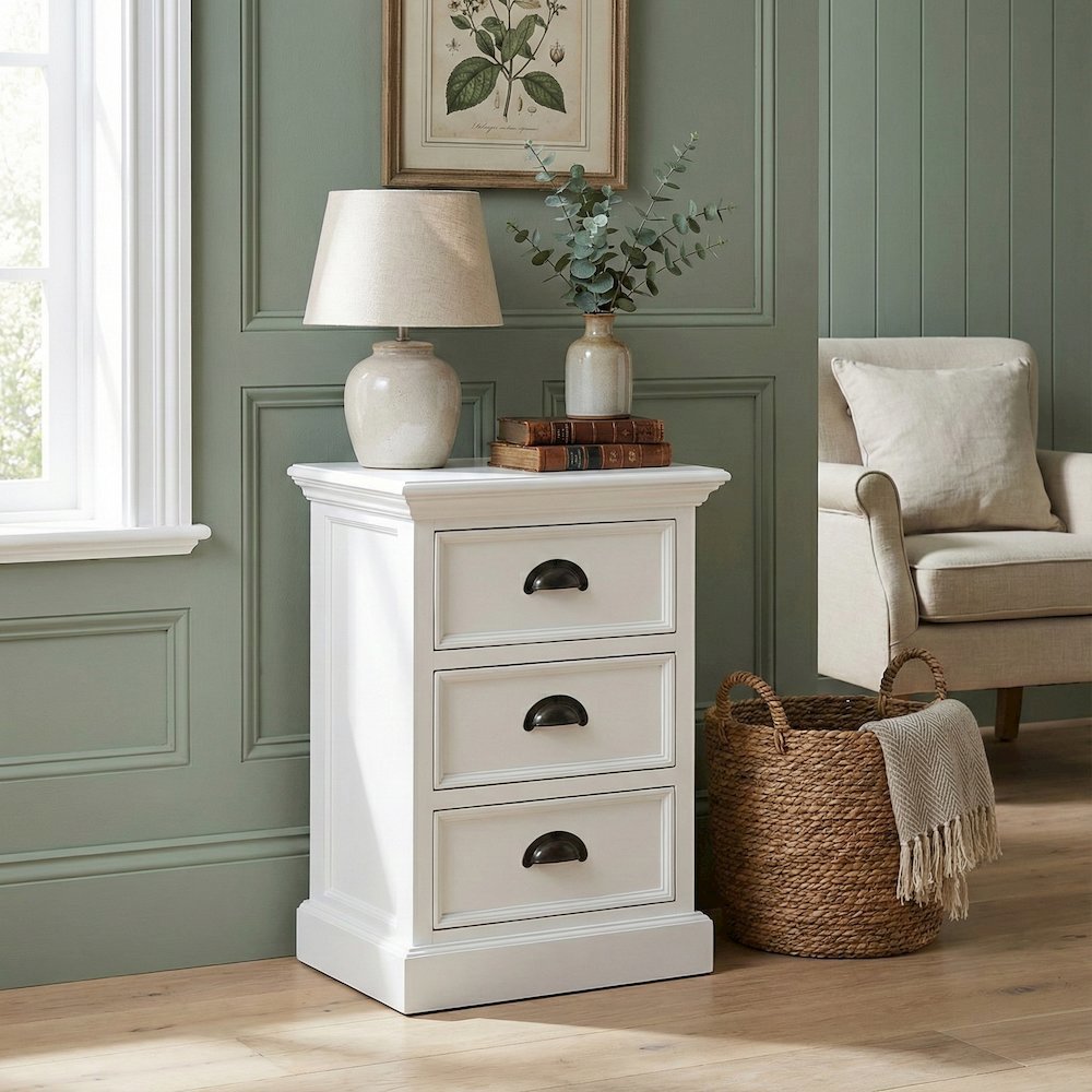 Halifax Classic White Bedside Drawer Unit