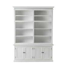 Mahogany Double-Bay Storage Hutch with Adjustable Shelves and Brass Hardware
