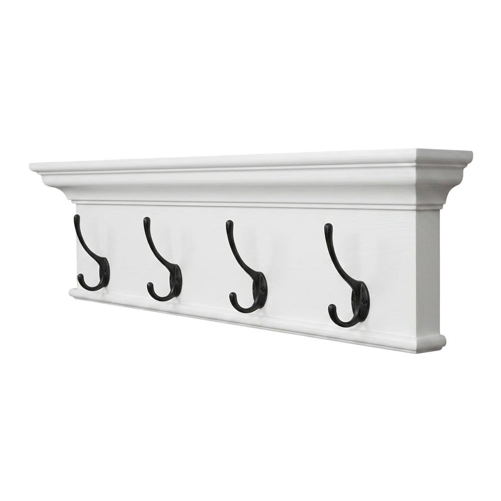 Mahogany and MDF Wall Coat Rack with Hat Shelf, French Cleat Mount for Entryway