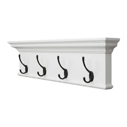 Mahogany and MDF Wall Coat Rack with Hat Shelf, French Cleat Mount for Entryway