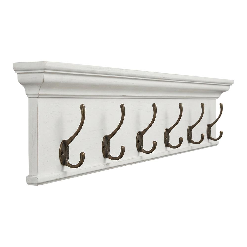 Mahogany Wood Wall Coat Rack with Hat Shelf and French Cleat Mount for Entryway