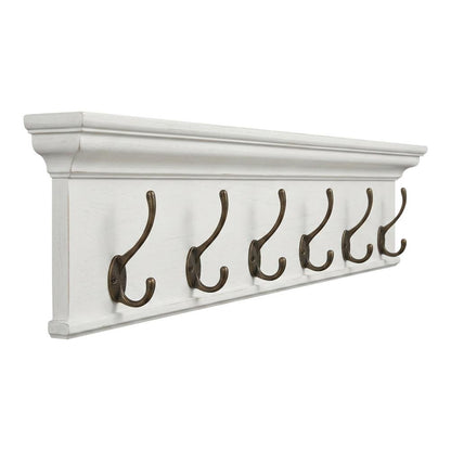 Mahogany Wood Wall Coat Rack with Hat Shelf and French Cleat Mount for Entryway