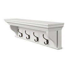 Mahogany and MDF Wall Coat Rack with Hat Shelf and Antique Brass Hardware