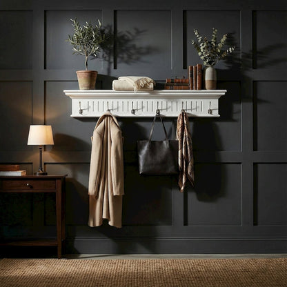 Skansen 6 Hook Coat Rack, Classic White