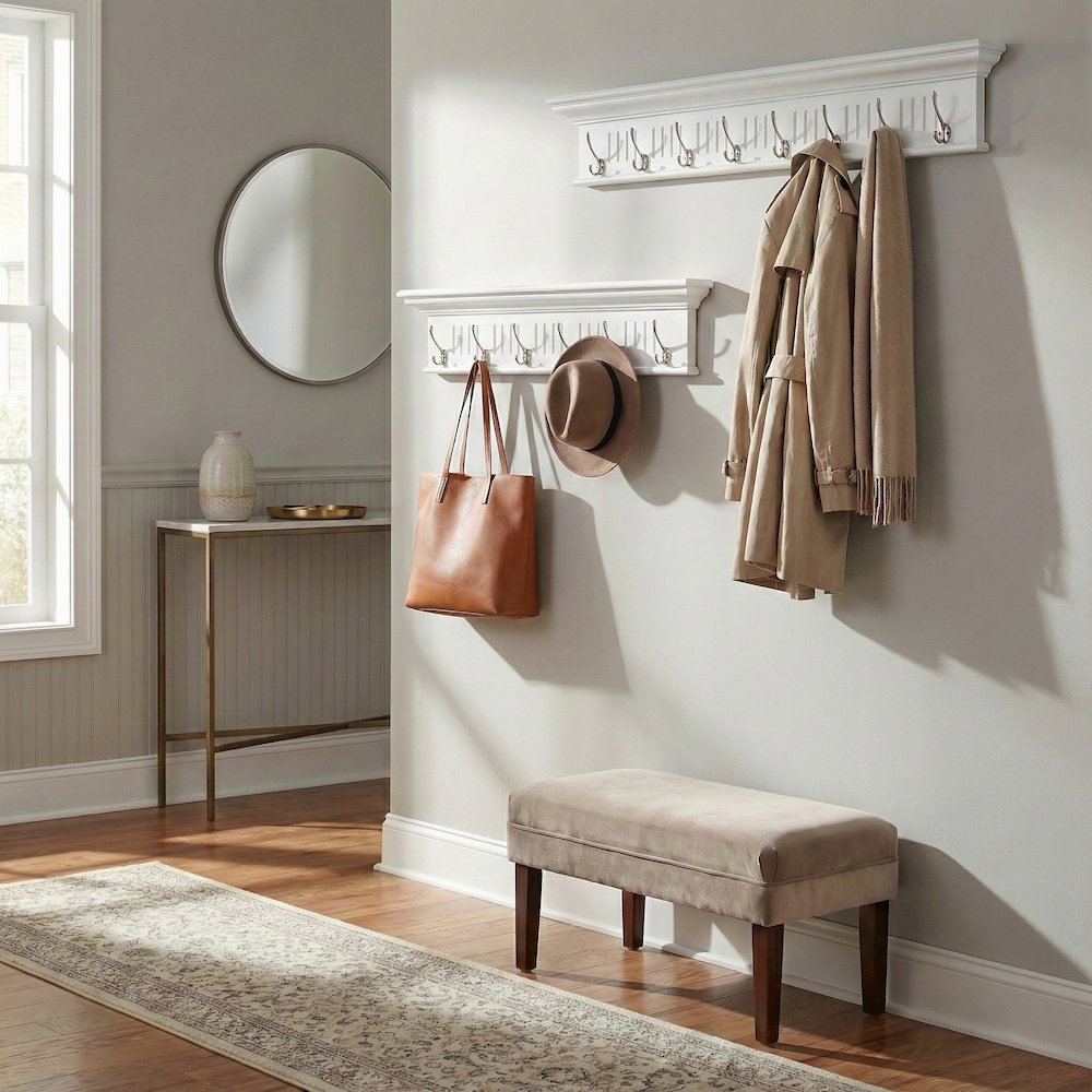 Skansen 6 Hook Coat Rack, Classic White