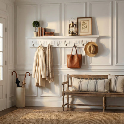 Skansen 8 Hook Coat Rack, Classic White