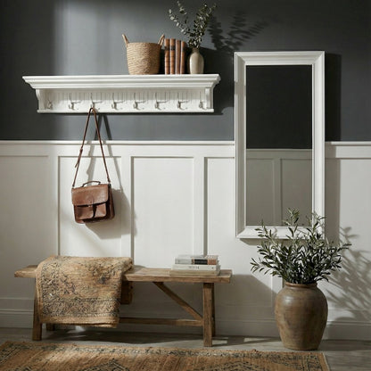 Skansen 8 Hook Coat Rack, Classic White