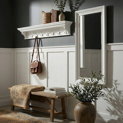 Skansen 8 Hook Coat Rack, Classic White
