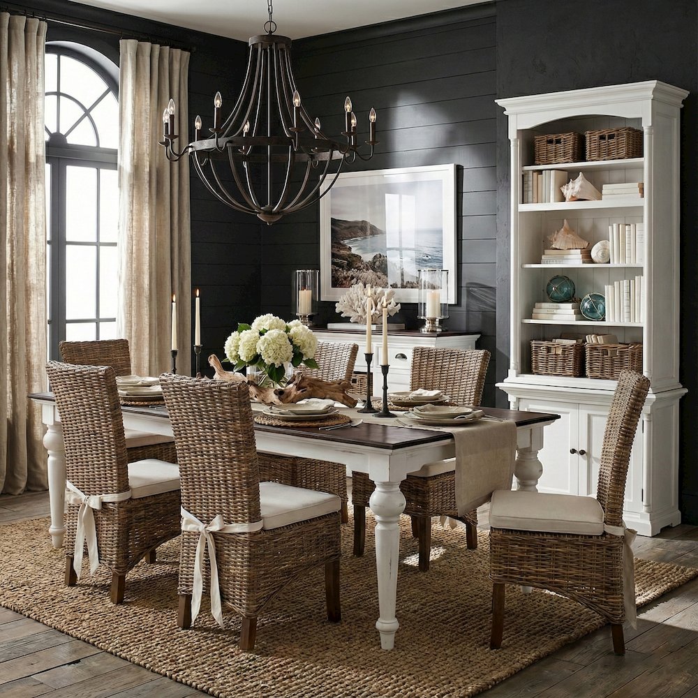 Provence Accent White Distress & Deep Brown Dining Table 240