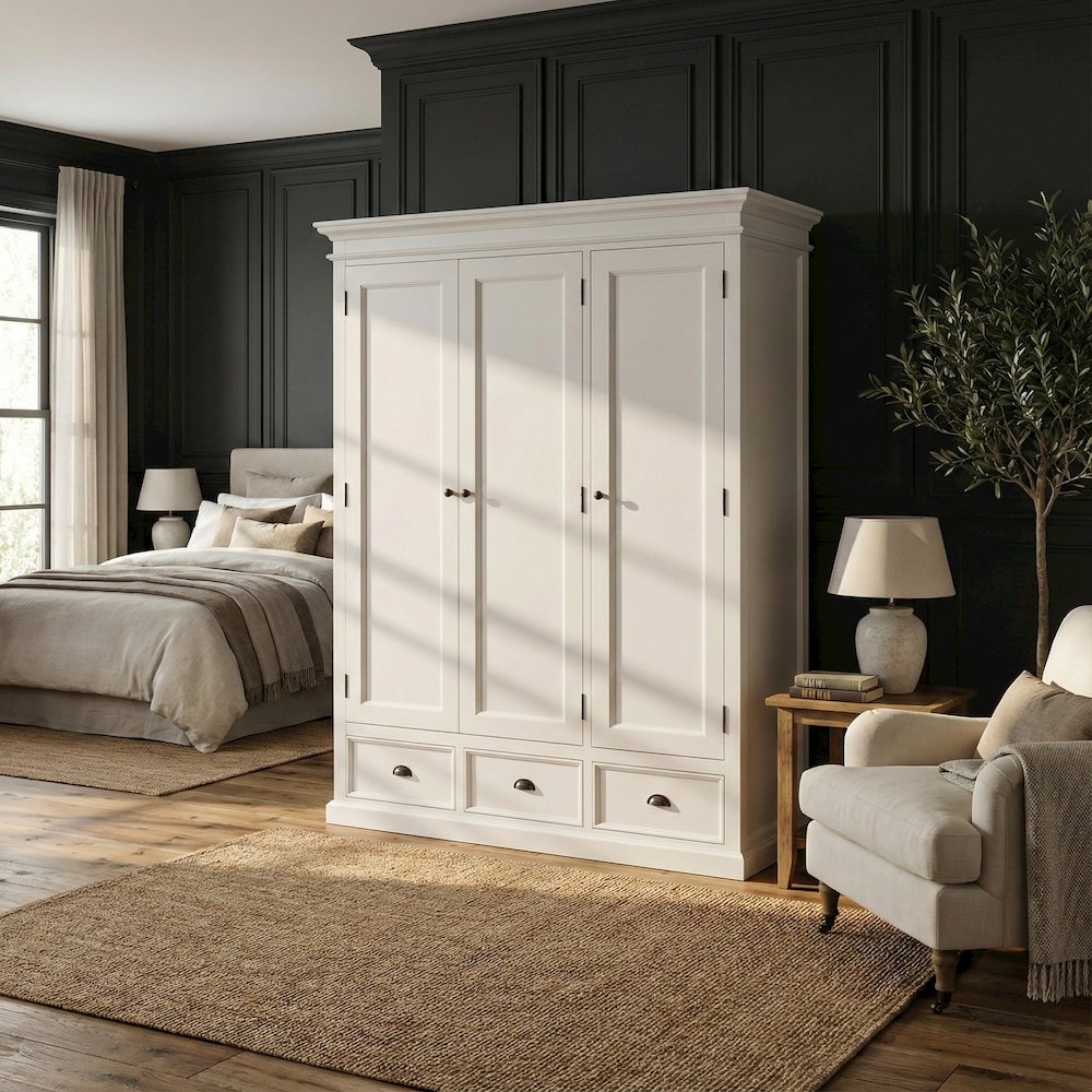 Halifax Classic White Wardrobe with 3 Doors
