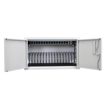 Wall/ Desk Charging Box 16 Tablets/Chromebooks includes a 16 outlet horizontal power strip.