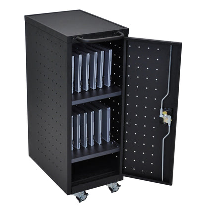 Black 12 Chromebook Charging Cart Includes Electrical Outlets