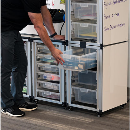 Modular Classroom Storage Cabinet - 3 side-by-side modules with 18 small bins