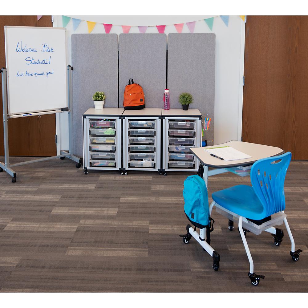 Modular Classroom Storage Cabinet - 3 side-by-side modules with 18 small bins