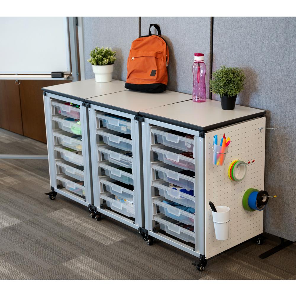 Modular Classroom Storage Cabinet - 3 side-by-side modules with 18 small bins