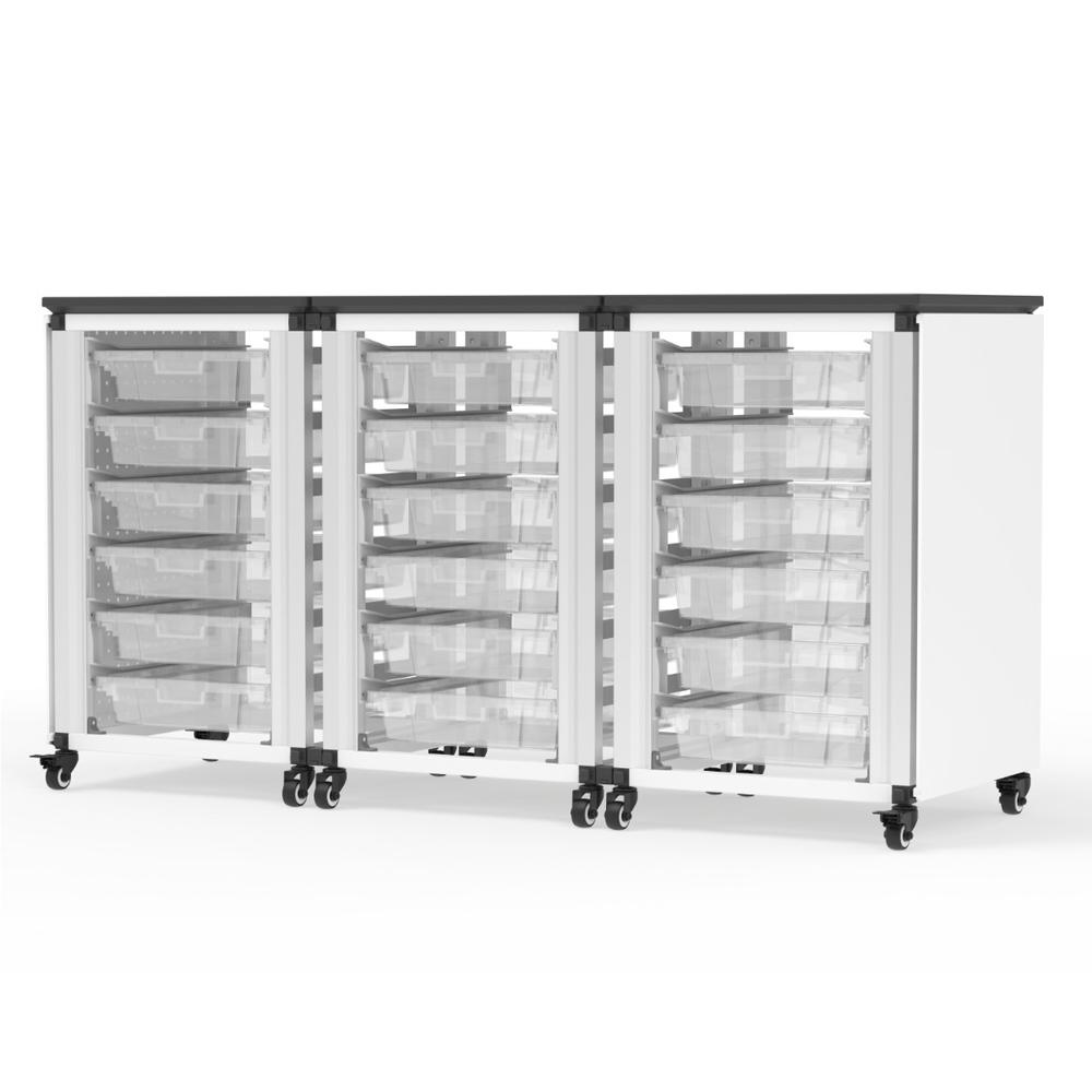 Modular Classroom Storage Cabinet - 3 side-by-side modules with 18 small bins