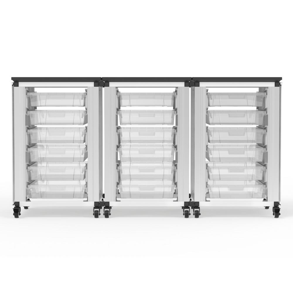 Modular Classroom Storage Cabinet - 3 side-by-side modules with 18 small bins