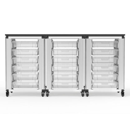 Modular Classroom Storage Cabinet - 3 side-by-side modules with 18 small bins