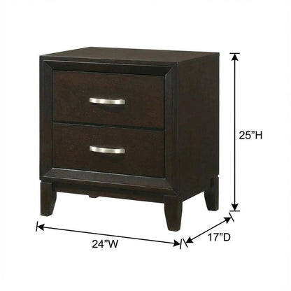 Merlot Nightstand with 2 Drawers and Modern Design