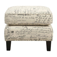 Upholstered Script Ottoman, Traditional Accent Footstool for Living Room,Brown