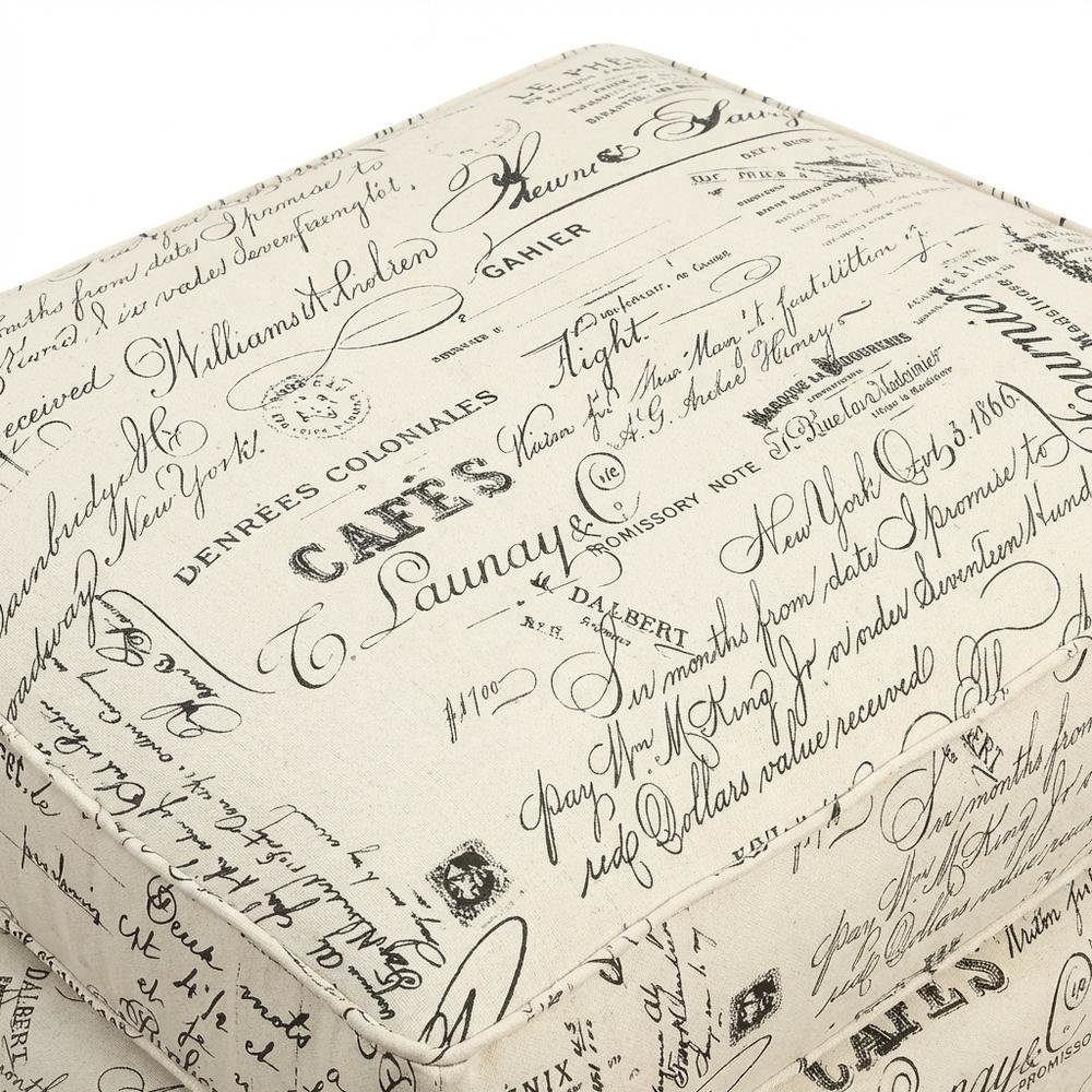 Upholstered Script Ottoman, Traditional Accent Footstool for Living Room,Brown