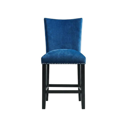 Velvet Upholstered Counter Stool, Glam Accent Chair for Kitchen Dining,Blue