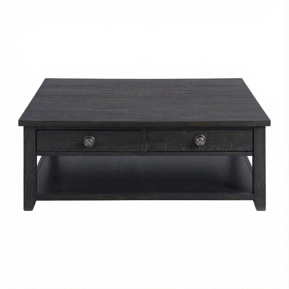 Square Coffee Table Dark Grey Traditional Design with Durable Construction