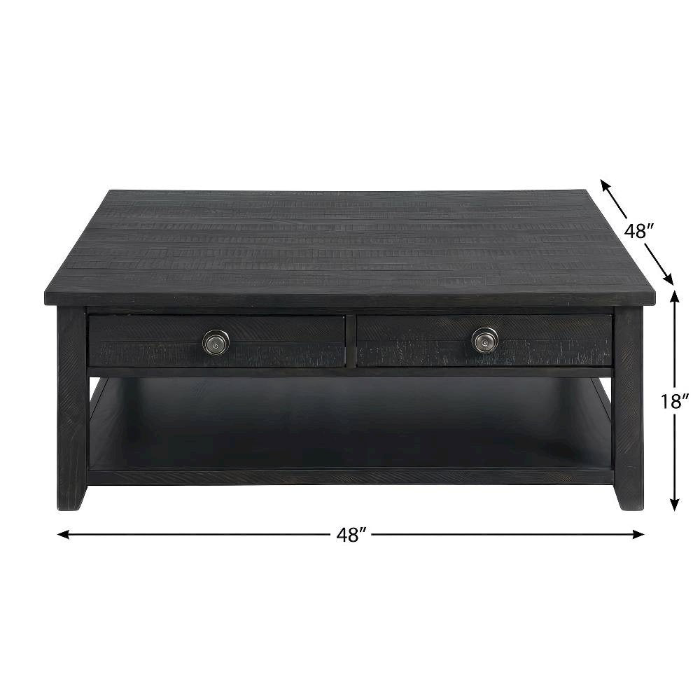 Square Coffee Table Dark Grey Traditional Design with Durable Construction