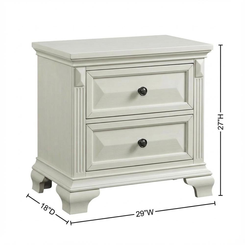 Antique White Nightstand with Usb Port and Spacious Storage