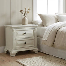 Antique White Nightstand with Usb Port and Spacious Storage