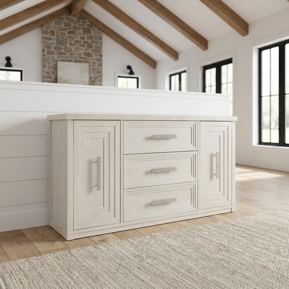 Oak Buffet Cabinet Sideboard with Storage, Credenza, Dining Room, Antique White