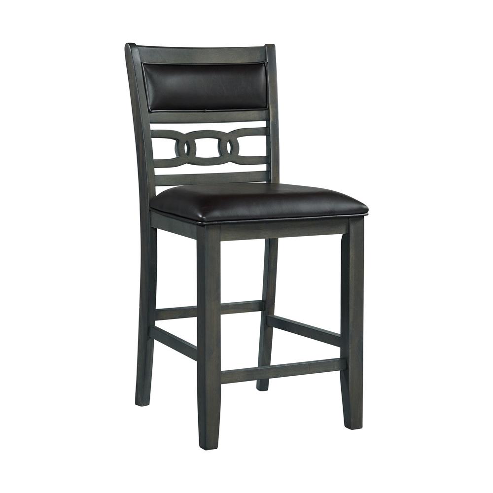 Taylor Counter Height Faux Leather Side Chair Set in Gray