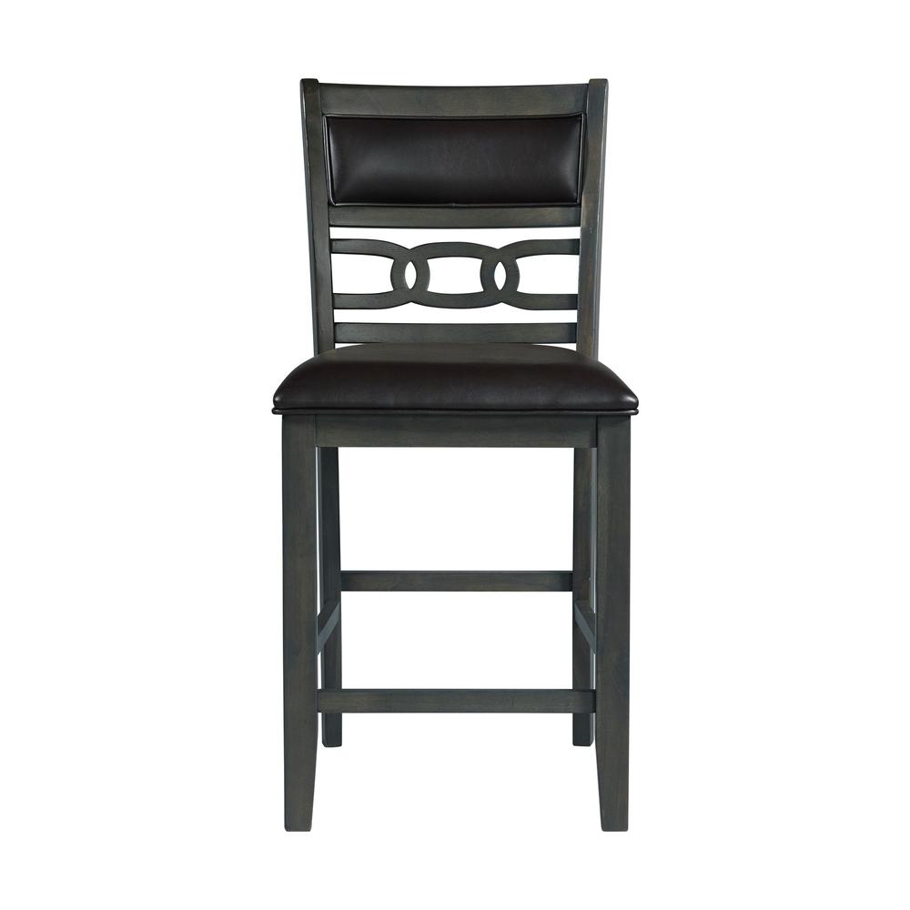 Taylor Counter Height Faux Leather Side Chair Set in Gray