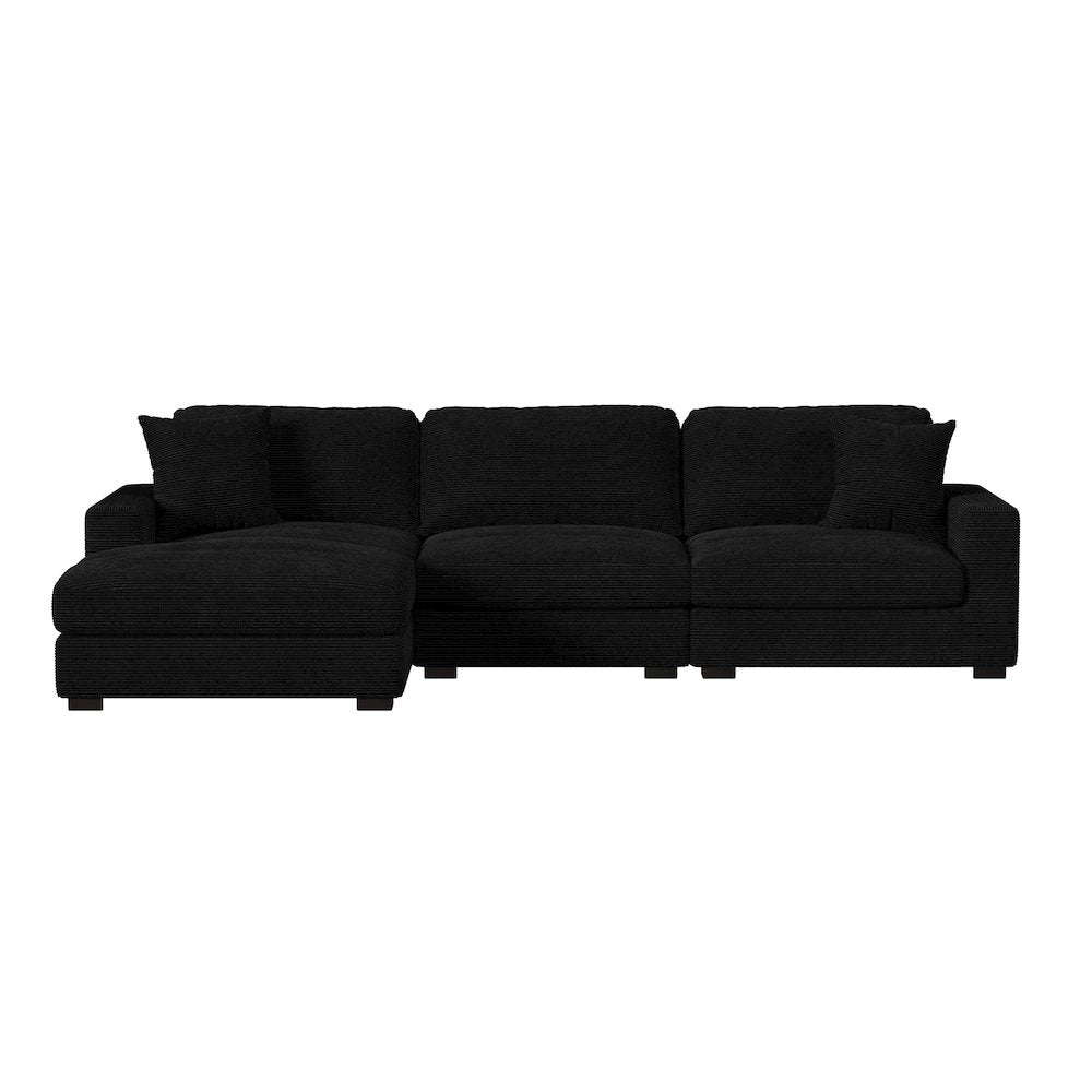 Arizona 3PC Sectional Set with LHF Chaise in Steno Black