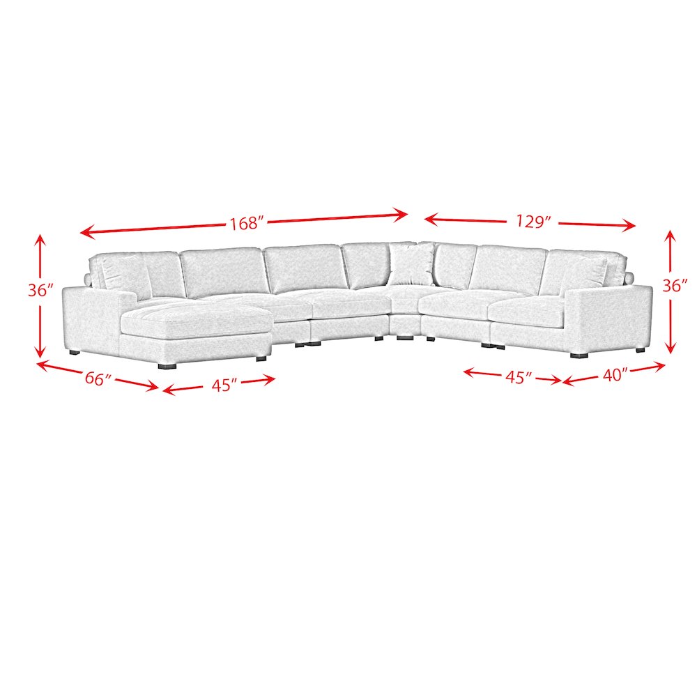 Arizona 6PC Sectional Set with LHF Chaise in Steno Black