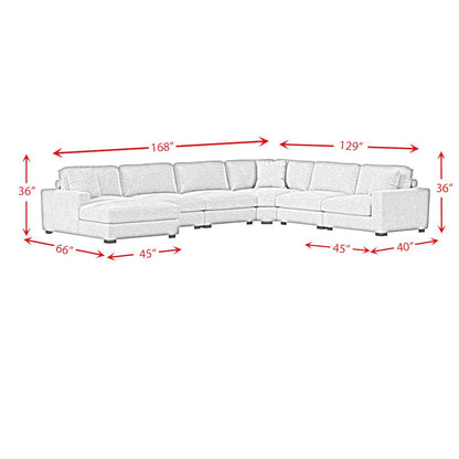 Arizona 6PC Sectional Set with LHF Chaise in Steno Black