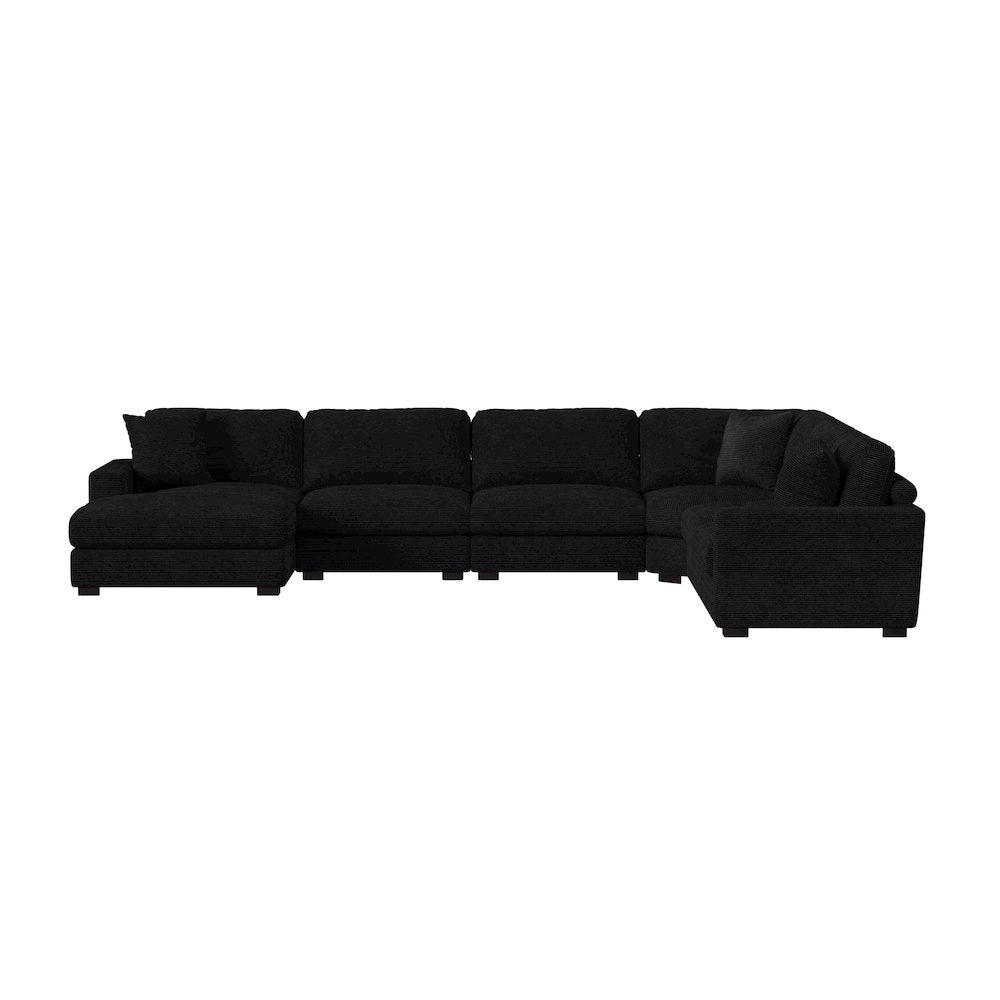 Arizona 6PC Sectional Set with LHF Chaise in Steno Black