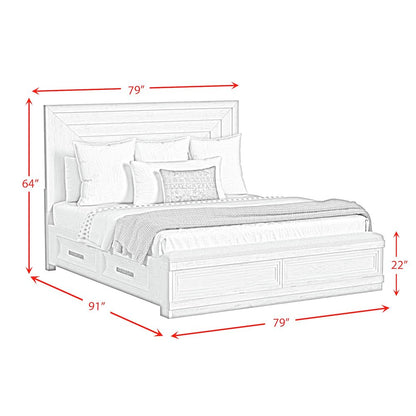 Rhiannon King Storage 3PC Bedroom Set in Antique White
